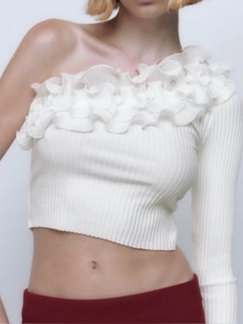 Zara One-Shoulder Ruffled Top